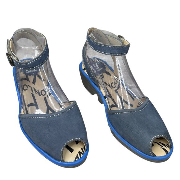 Fly London Women’s Piat Blue Open Toe Ankle Strap Sandal Size 38 US 7.5/8 - Picture 5 of 12